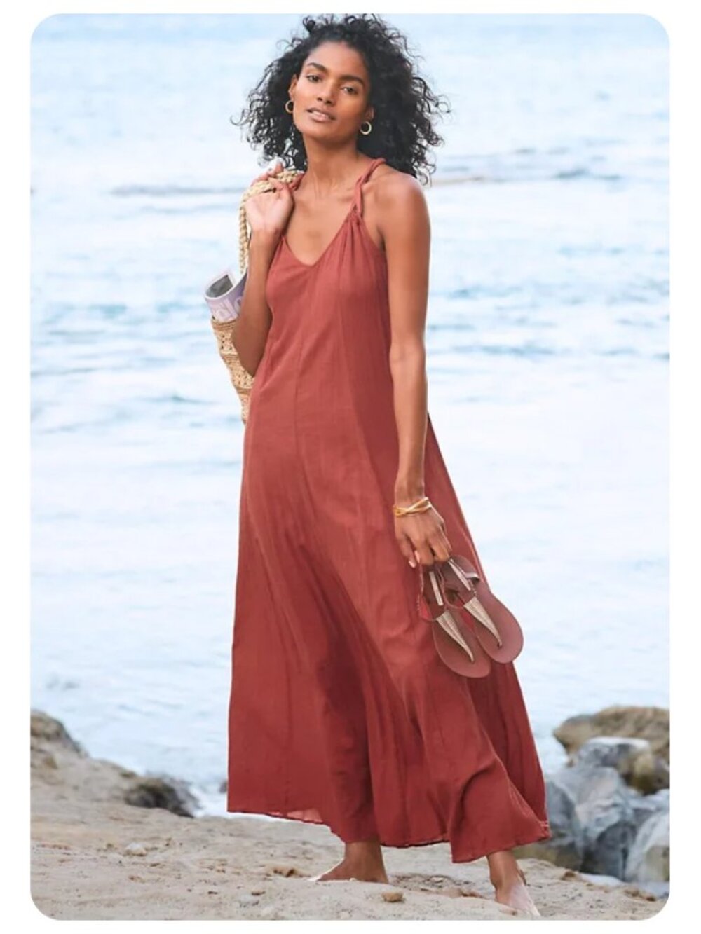 Garnet Hill Gauze Sleeveless Maxi Dress sz PM Petite Medium